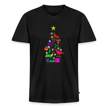 Dackel Weihnachten - Männer Premium Bio T-Shirt mit V-Ausschnitt - Schwarz - Vorne - Nico (187cm)