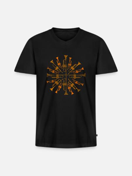 Trompete Trompeter - Männer Premium Bio T-Shirt mit V-Ausschnitt - Schwarz