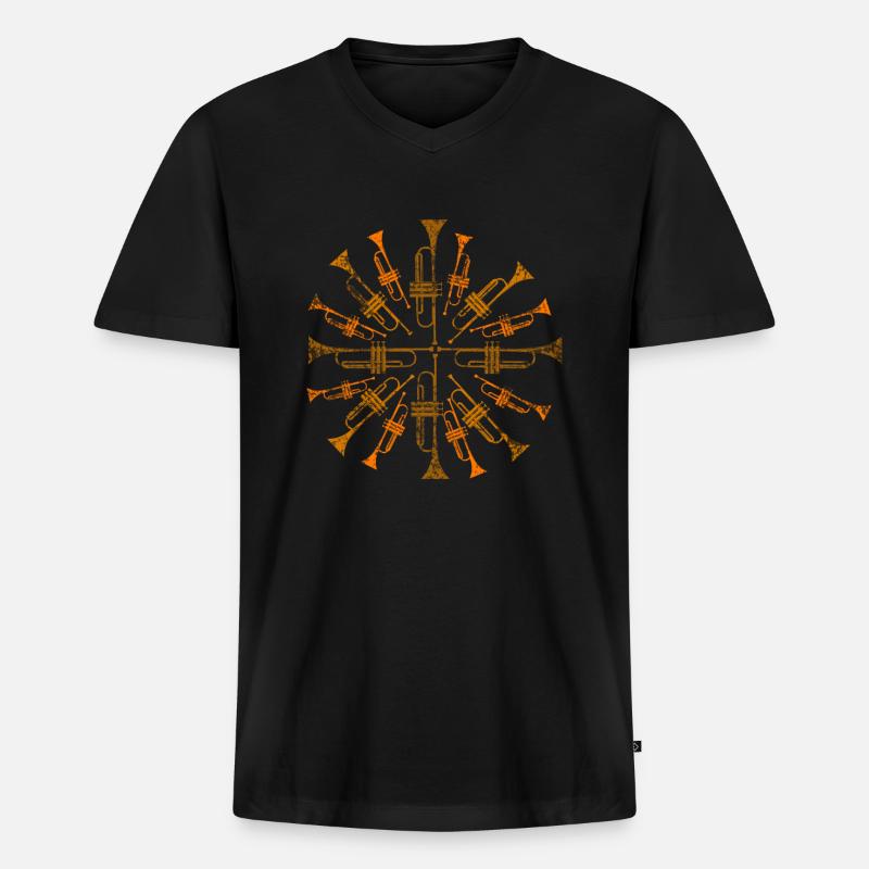 Trompete Trompeter - Männer Premium Bio T-Shirt mit V-Ausschnitt - Schwarz