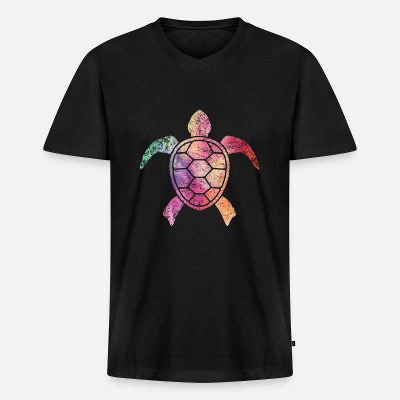 Schildkröte - Männer Premium Bio T-Shirt mit V-Ausschnitt - Schwarz