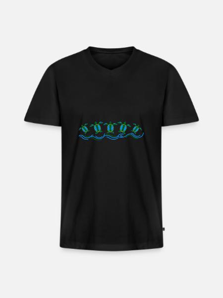 turtle - Men's Premium Organic T-shirt with V-neck - black