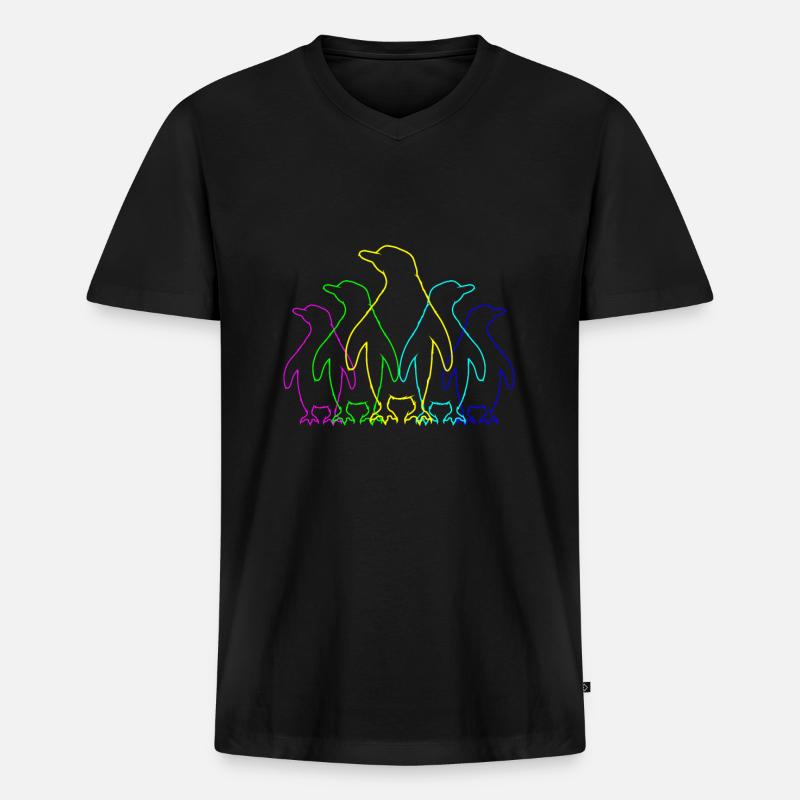 Pinguin Umweltschutz - Männer Premium Bio T-Shirt mit V-Ausschnitt - Schwarz