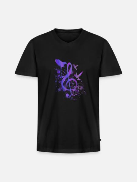 Clef music piece musician - Men's Premium Organic T-shirt with V-neck - black