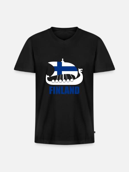Finland country vikings - Men's Premium Organic T-shirt with V-neck - black
