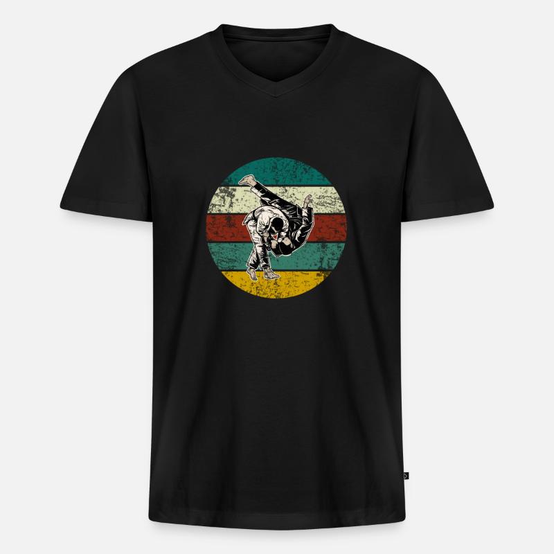 Judo - Männer Premium Bio T-Shirt mit V-Ausschnitt - Schwarz