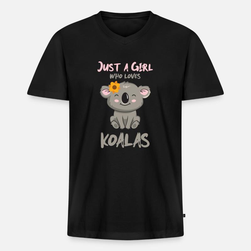 Koala Mädchen Tiere - Männer Premium Bio T-Shirt mit V-Ausschnitt - Schwarz