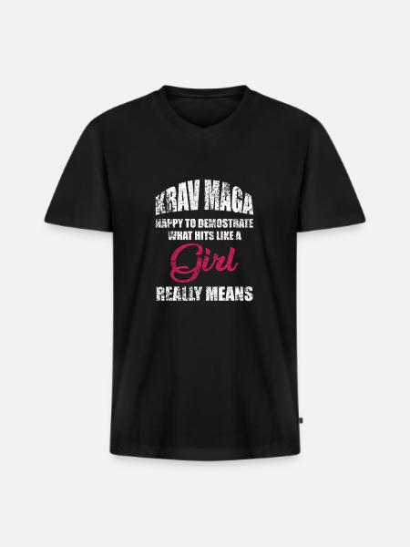 Krav Maga girl - Men's Premium Organic T-shirt with V-neck - black