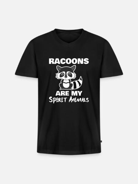 Waschbär Geschenkidee - Männer Premium Bio T-Shirt mit V-Ausschnitt - Schwarz