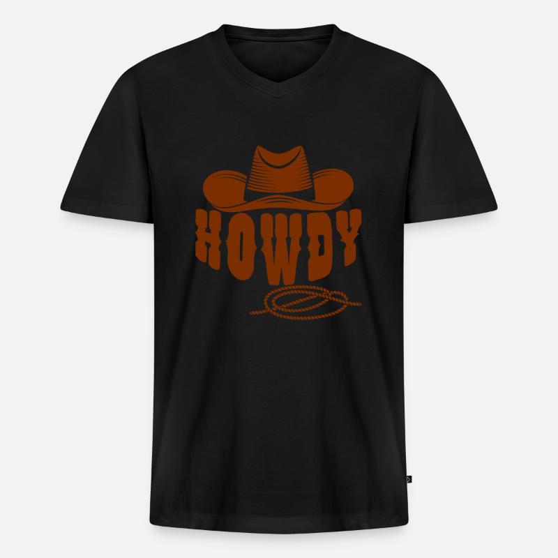 Cowboy Geschenkidee - Männer Premium Bio T-Shirt mit V-Ausschnitt - Schwarz