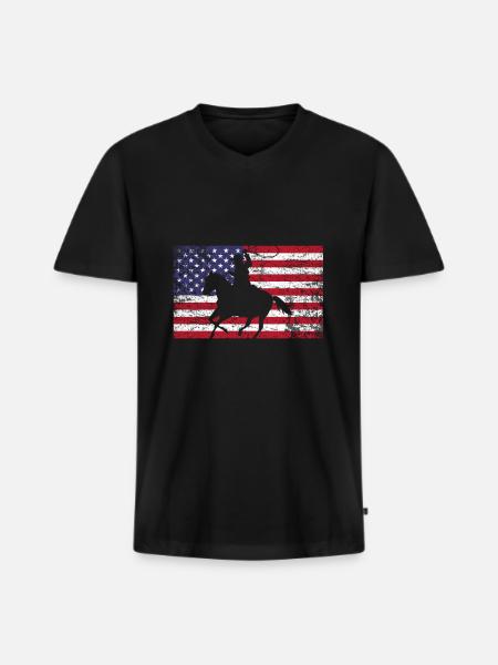 Cowboy Amerika - Männer Premium Bio T-Shirt mit V-Ausschnitt - Schwarz