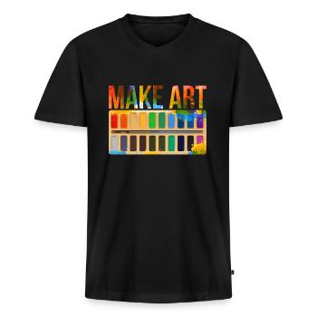 Künstler Kunstgallerie - Männer Premium Bio T-Shirt mit V-Ausschnitt - Schwarz - Vorne - Nico (187cm)