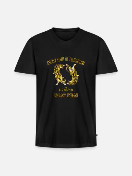 Muay Thai tiger - Men's Premium Organic T-shirt with V-neck - black