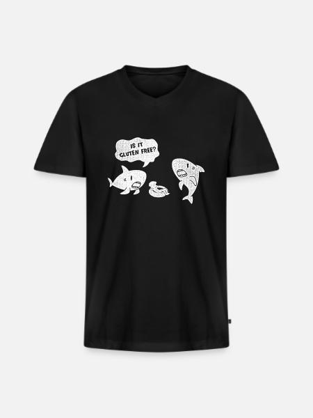 Gluten free shark - Men's Premium Organic T-shirt with V-neck - black