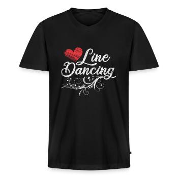 Linedance Western - Männer Premium Bio T-Shirt mit V-Ausschnitt - Schwarz - Vorne - Nico (187cm)