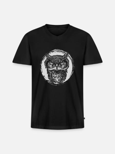 owl - Men's Premium Organic T-shirt with V-neck - black