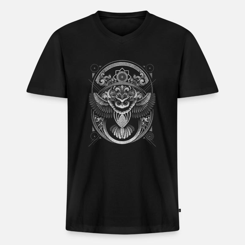 Eule - Männer Premium Bio T-Shirt mit V-Ausschnitt - Schwarz