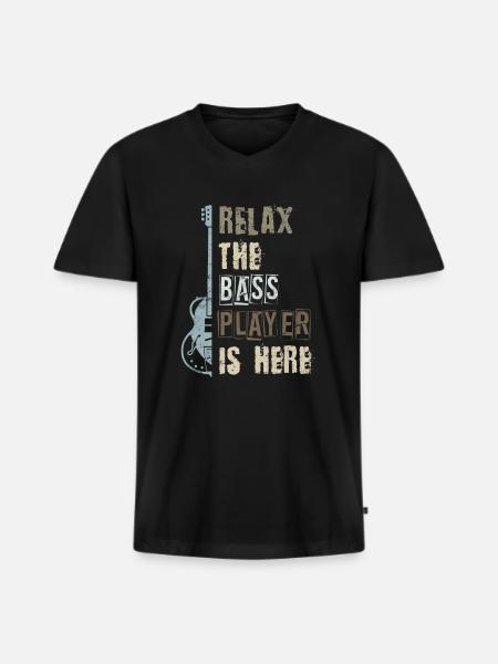 Bass guitar - Men's Premium Organic T-shirt with V-neck - black