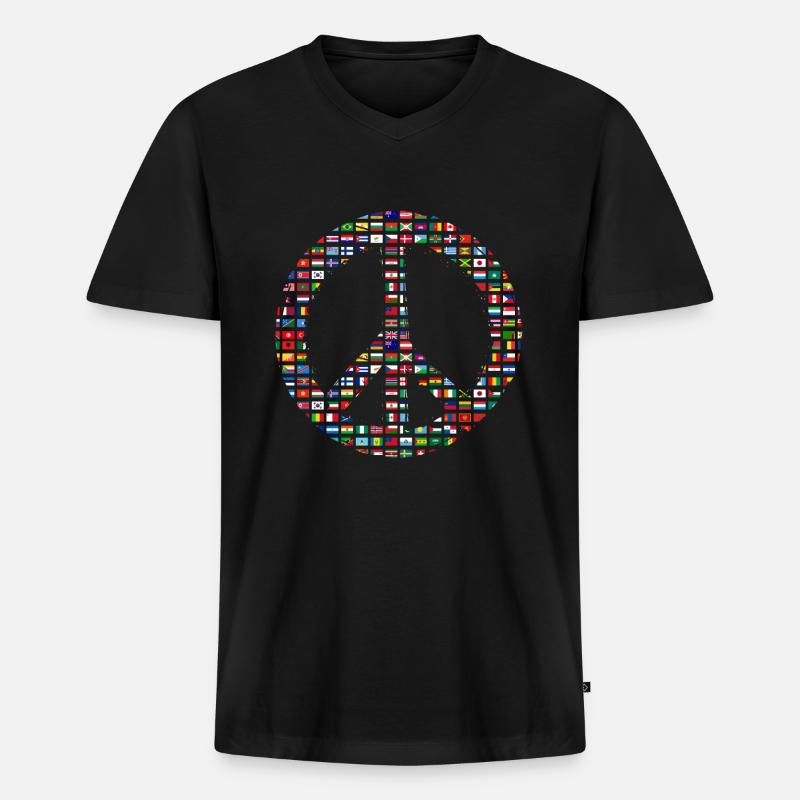 Peacezeichen Krieg - Männer Premium Bio T-Shirt mit V-Ausschnitt - Schwarz