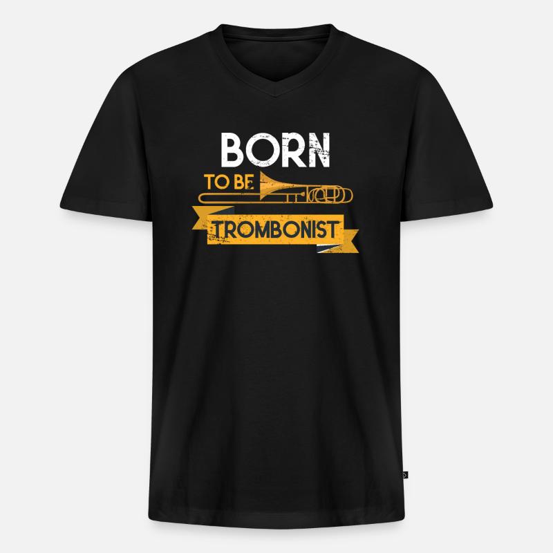Posaune Musik - Männer Premium Bio T-Shirt mit V-Ausschnitt - Schwarz