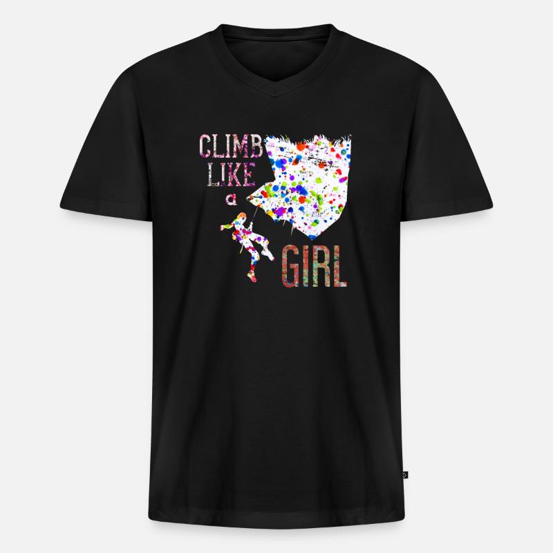 Klettern Mädchen Geschenk - Männer Premium Bio T-Shirt mit V-Ausschnitt - Schwarz