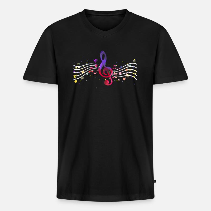Notenschlüssel Orchester - Männer Premium Bio T-Shirt mit V-Ausschnitt - Schwarz