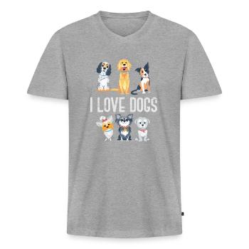 Amoureux des chiens - T-shirt encolure en V Premium bio Homme - gris chiné - Devant
