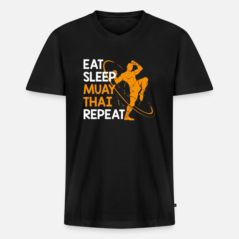 Muay Thai - Männer Premium Bio T-Shirt mit V-Ausschnitt - Schwarz