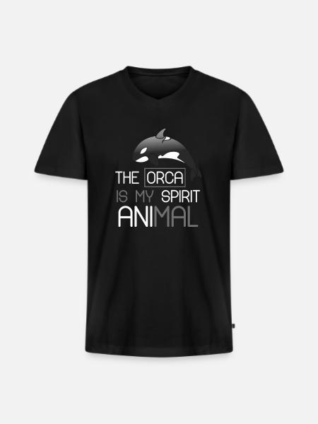 Orca - Men's Premium Organic T-shirt with V-neck - black
