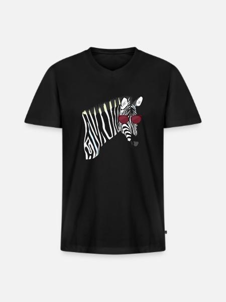 Zebra - Männer Premium Bio T-Shirt mit V-Ausschnitt - Schwarz