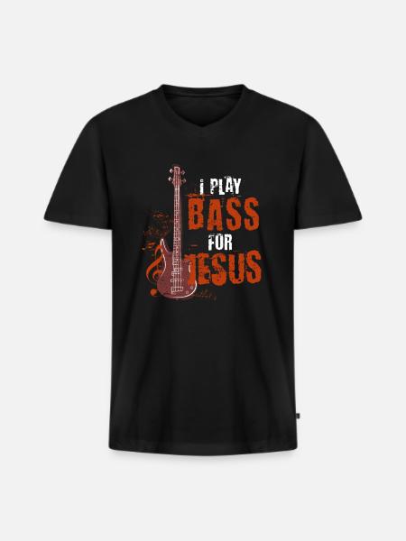 Bassgitarre - Männer Premium Bio T-Shirt mit V-Ausschnitt - Schwarz