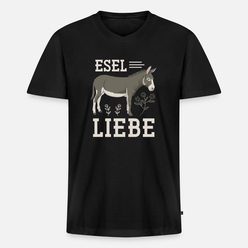Esel Pferd Landei - Männer Premium Bio T-Shirt mit V-Ausschnitt - Schwarz