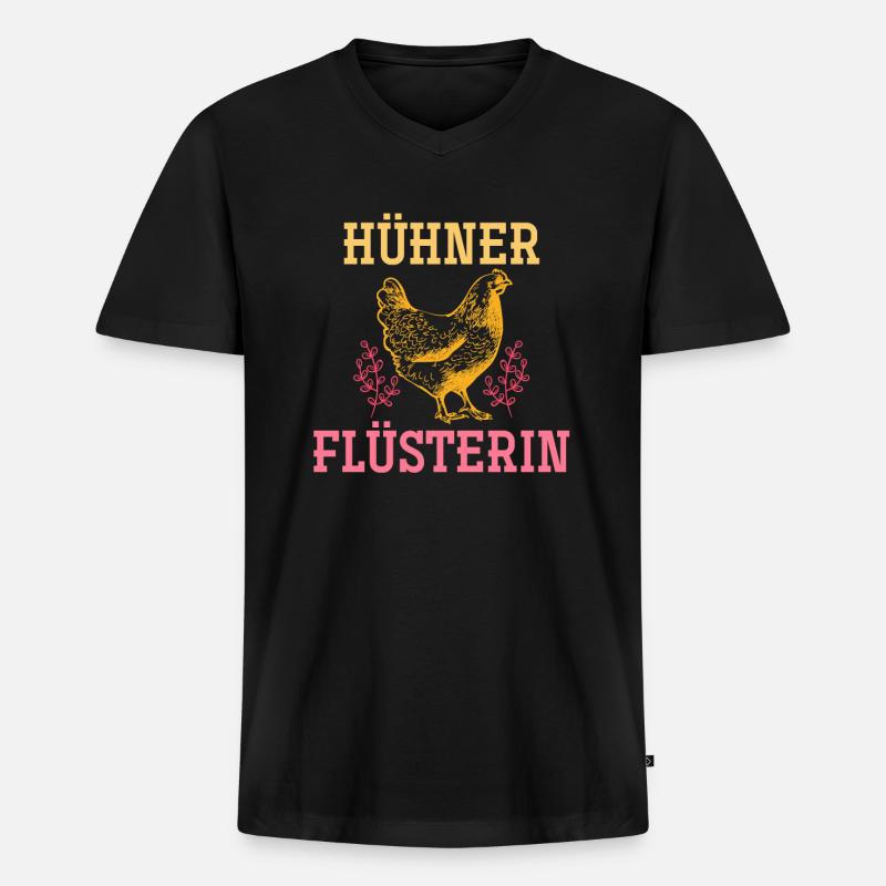 Huhn - Männer Premium Bio T-Shirt mit V-Ausschnitt - Schwarz