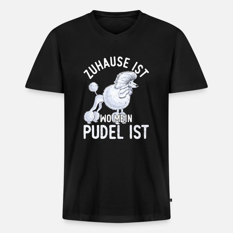 Pudel Hunderasse - Männer Premium Bio T-Shirt mit V-Ausschnitt - Schwarz