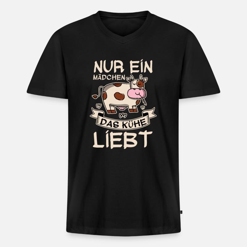 Kuh Mädchen Tiere - Männer Premium Bio T-Shirt mit V-Ausschnitt - Schwarz