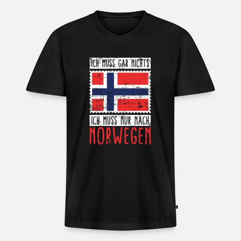 Norwegen Norweger Wikinger - Männer Premium Bio T-Shirt mit V-Ausschnitt - Schwarz