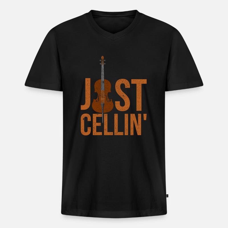 Cello Cellospieler - Männer Premium Bio T-Shirt mit V-Ausschnitt - Schwarz