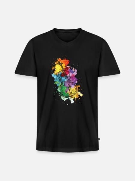 Cello musician music - Men's Premium Organic T-shirt with V-neck - black