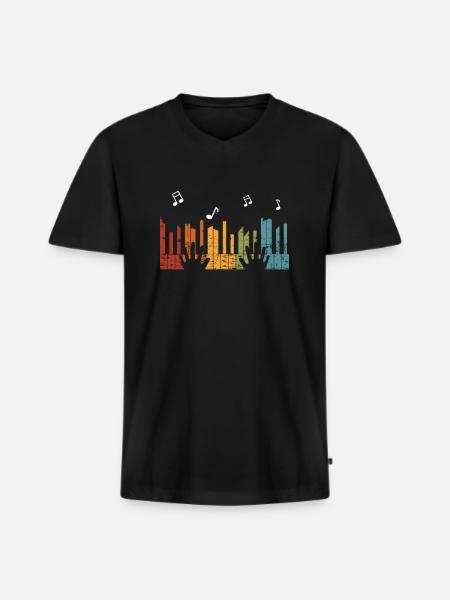 Piano pianist - Men's Premium Organic T-shirt with V-neck - black