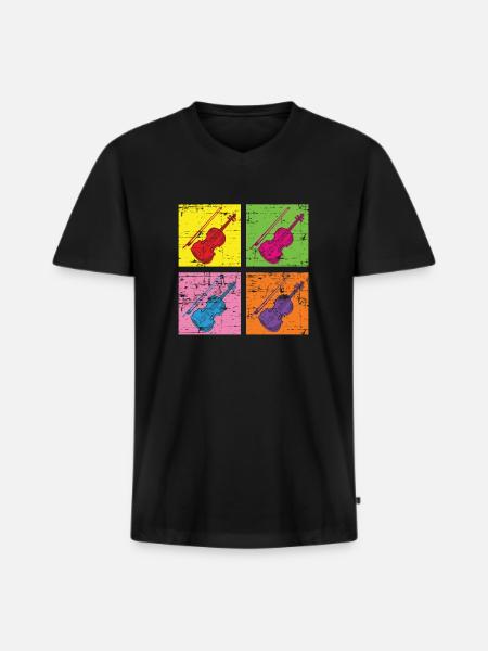 violin - Men's Premium Organic T-shirt with V-neck - black