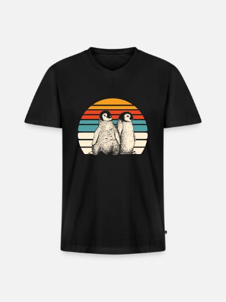 Penguin snow - Men's Premium Organic T-shirt with V-neck - black