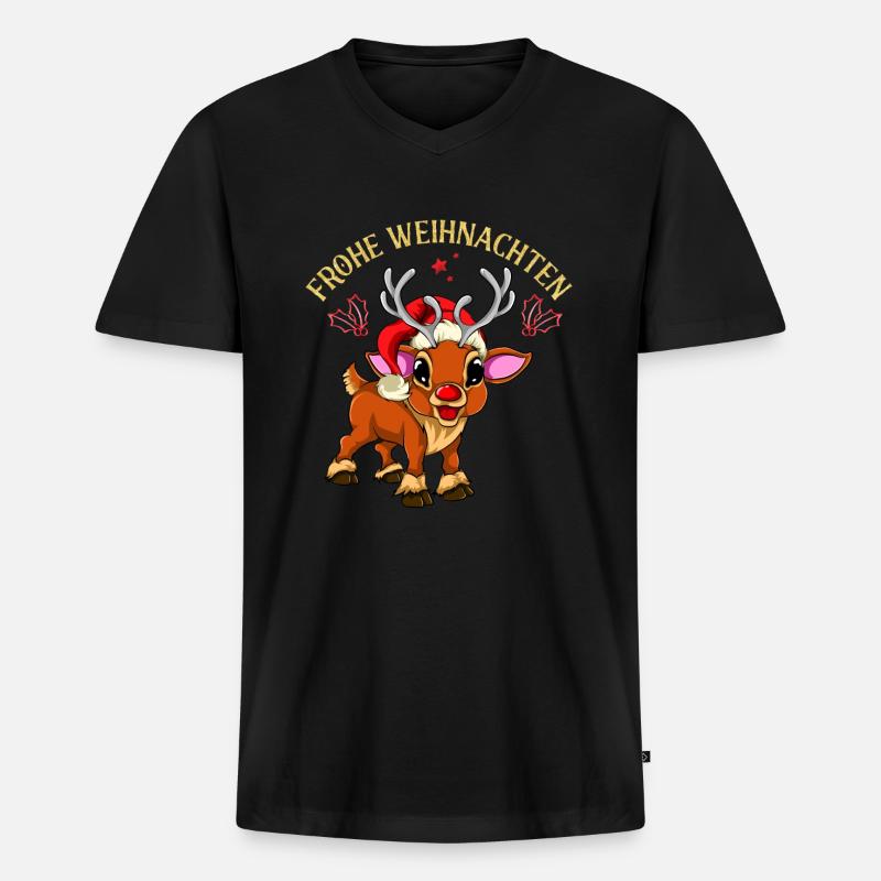 Rentier - Männer Premium Bio T-Shirt mit V-Ausschnitt - Schwarz