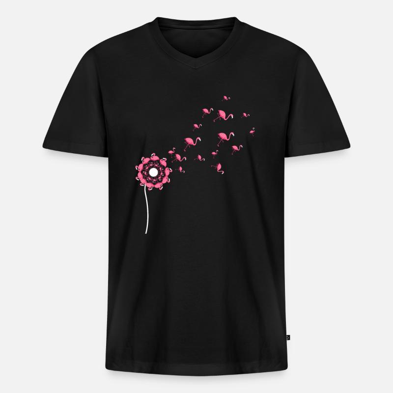 Flamingo - Männer Premium Bio T-Shirt mit V-Ausschnitt - Schwarz