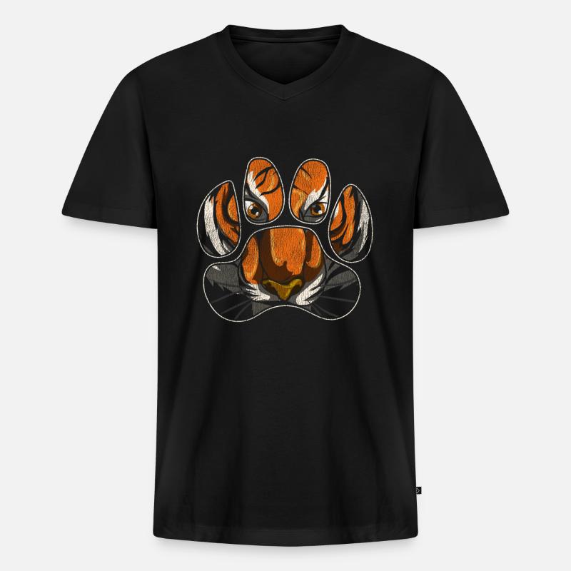 Tiger Tierliebhaber - Männer Premium Bio T-Shirt mit V-Ausschnitt - Schwarz