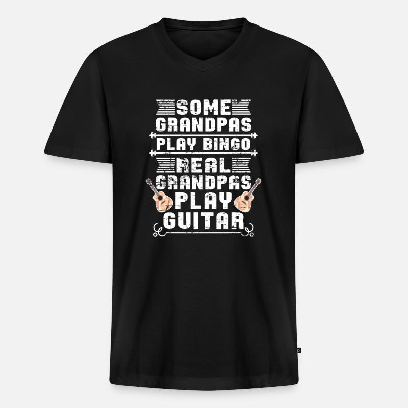 Gitarre Opa - Männer Premium Bio T-Shirt mit V-Ausschnitt - Schwarz