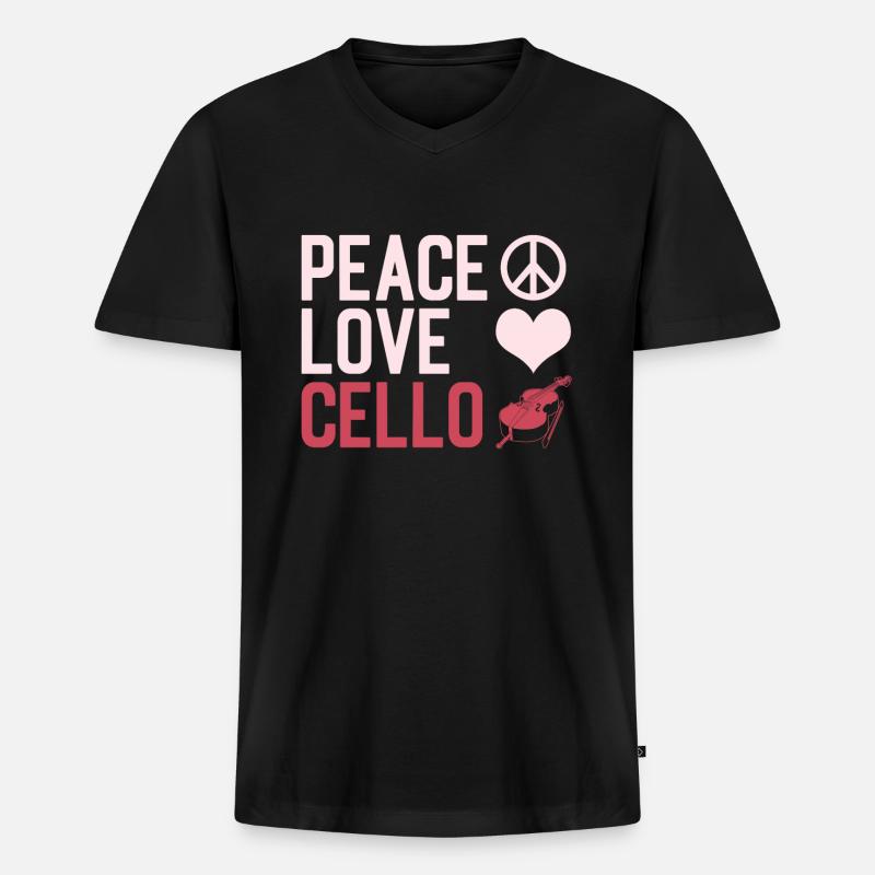 Cello - Männer Premium Bio T-Shirt mit V-Ausschnitt - Schwarz
