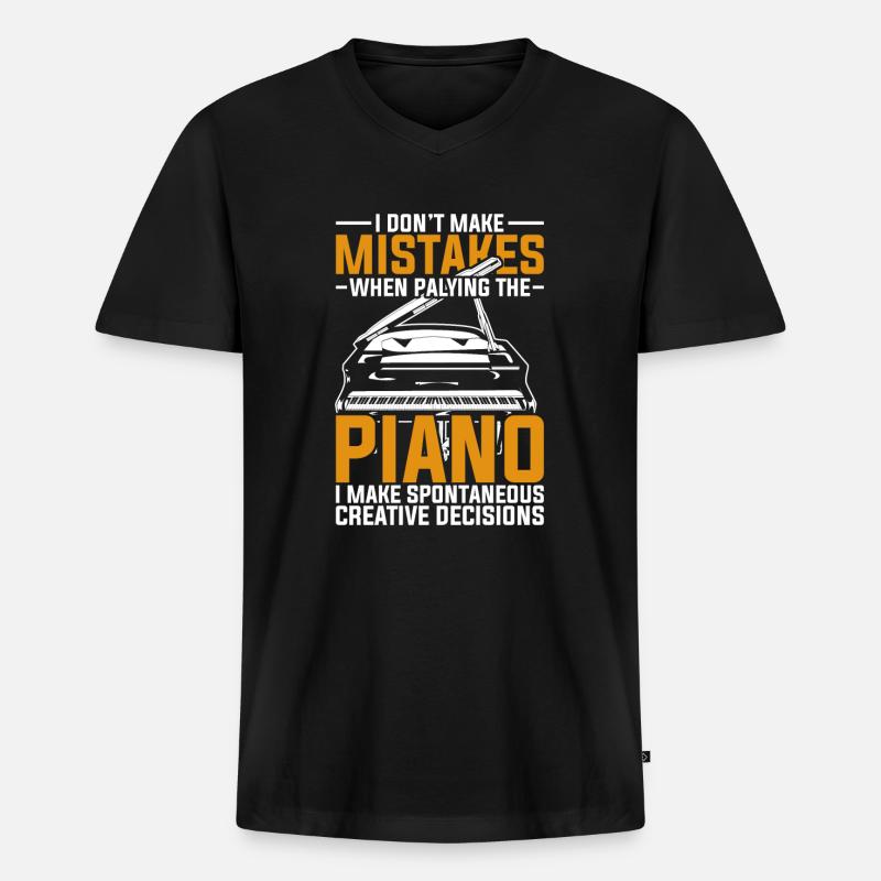 Klavier - Männer Premium Bio T-Shirt mit V-Ausschnitt - Schwarz