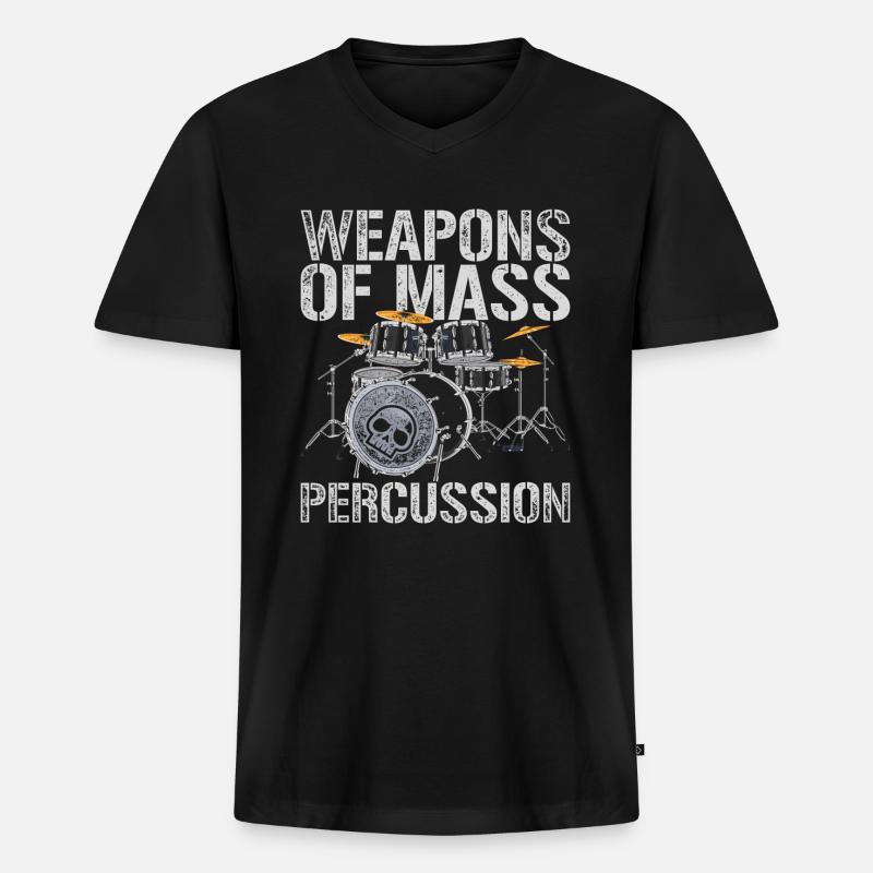 Schlagzeug Schlagzeuger - Männer Premium Bio T-Shirt mit V-Ausschnitt - Schwarz