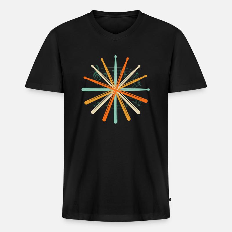 Schlagzeug Drumsticks Geschenk - Männer Premium Bio T-Shirt mit V-Ausschnitt - Schwarz