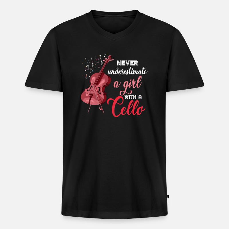 Cello Instrument Mädchen - Männer Premium Bio T-Shirt mit V-Ausschnitt - Schwarz