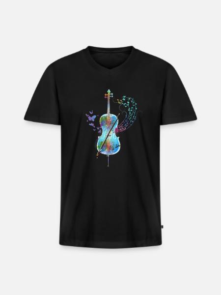 Cello cello player orchestra - Men's Premium Organic T-shirt with V-neck - black